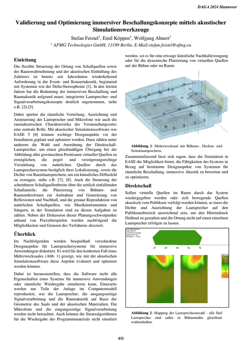 DAGA Paper: Validation and optimization of immersive sound reinforcement concepts using acoustic simulation tools