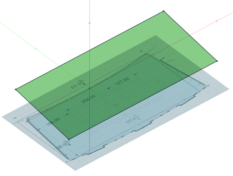 Green area over floorplan for sloped ceiling tutorial