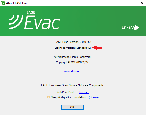 EASE Evac 2 About Window