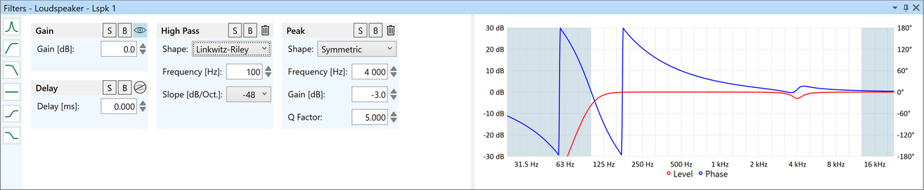 Filters window.