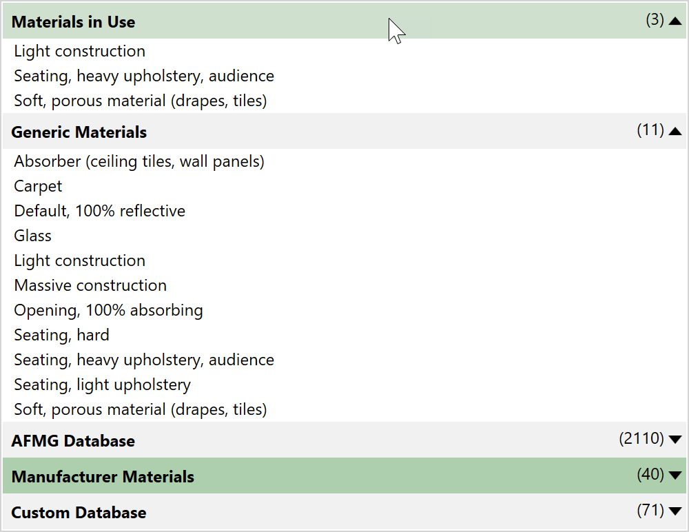 EASE 5 Material database