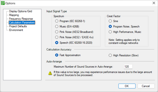 Crest factor settings.