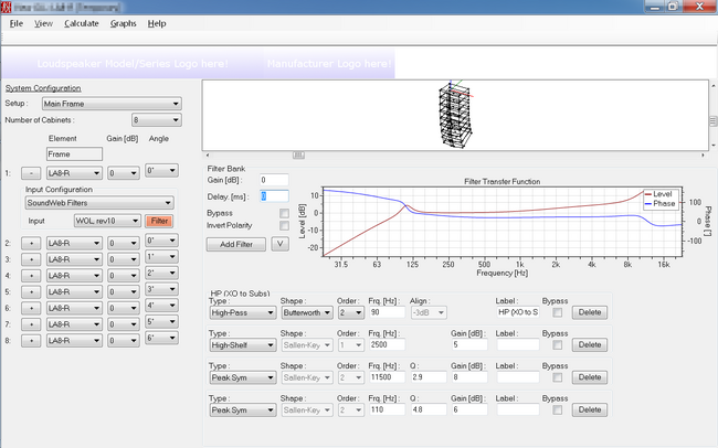 Many different filter types may be selected and applied to the GLL model of a loudspeaker system. These can be added, deleted, or changed as needed.