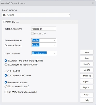 Rhino Export Options