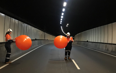 AFMG EASE Emergency sound system design for WestConnex road tunnel. Balloon bursts.