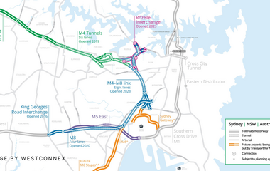 AFMG EASE Emergency sound system design for WestConnex road tunnel. WestConnex Map.