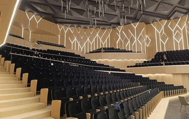 Acoustic design of Lithuanian State Symphony Orchestra Hall. View from side.